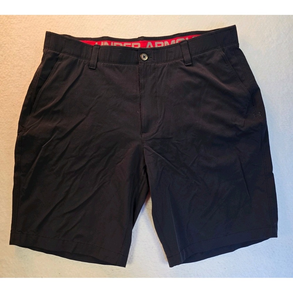 Under Armour Heatgear Match Play Golf Shorts Men's 40 Black Loose Fit Flat Front